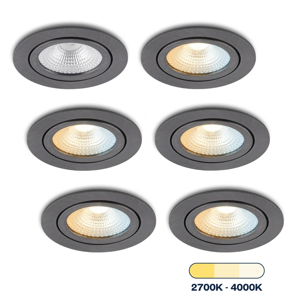 LED-inbouwspot Vivaro gunmetal tri-color voor plafondmontage