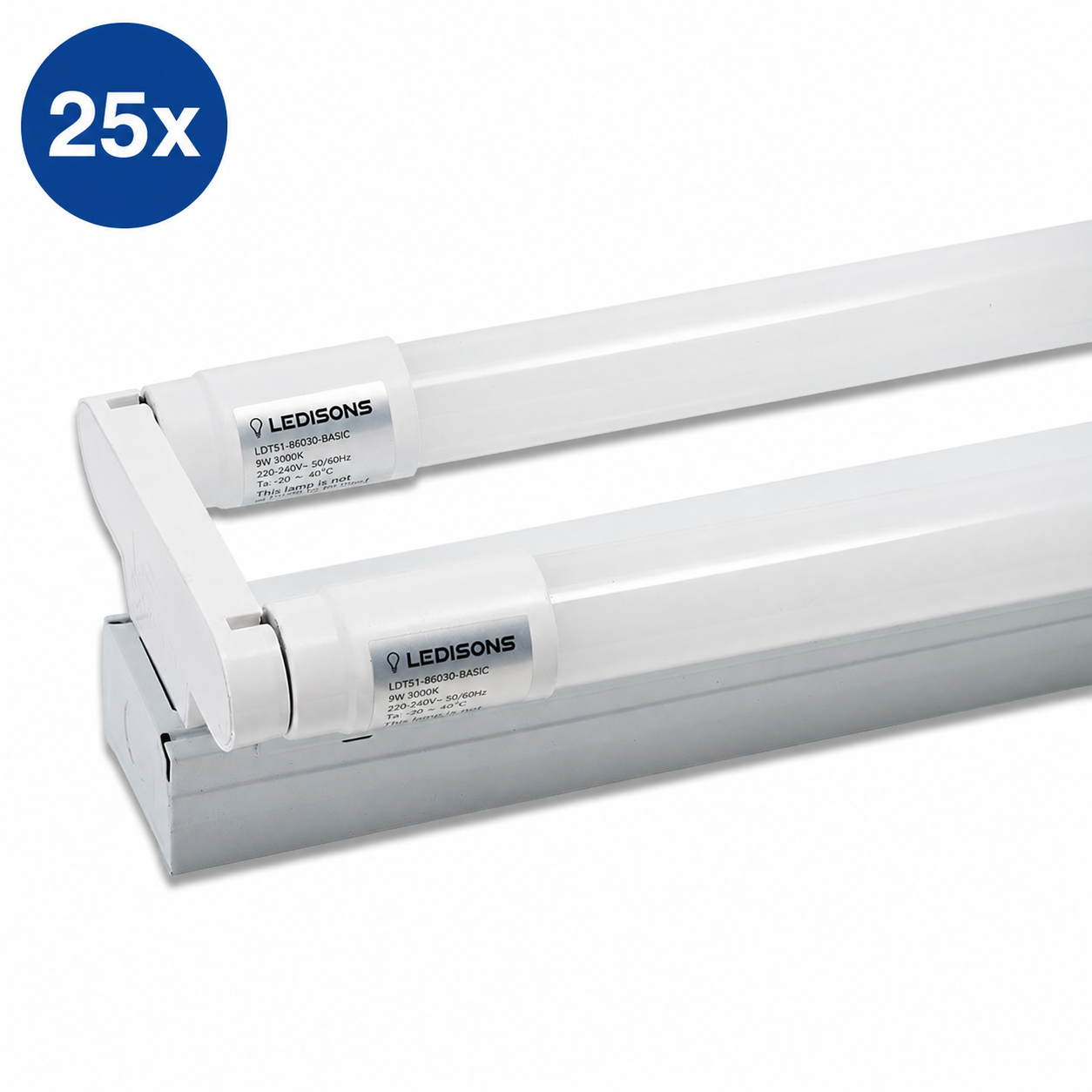 scotala dubbel 25x incl TL.png, fluorescent lamp, LED tube, tubular light, double tube, white fixture