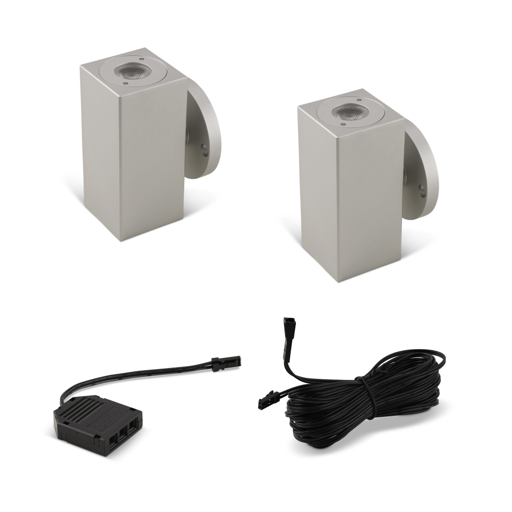 Uitbreidingsset LED-wandlamp Jelsi up-down zilver 12V - 2 spots voor wandverlichting