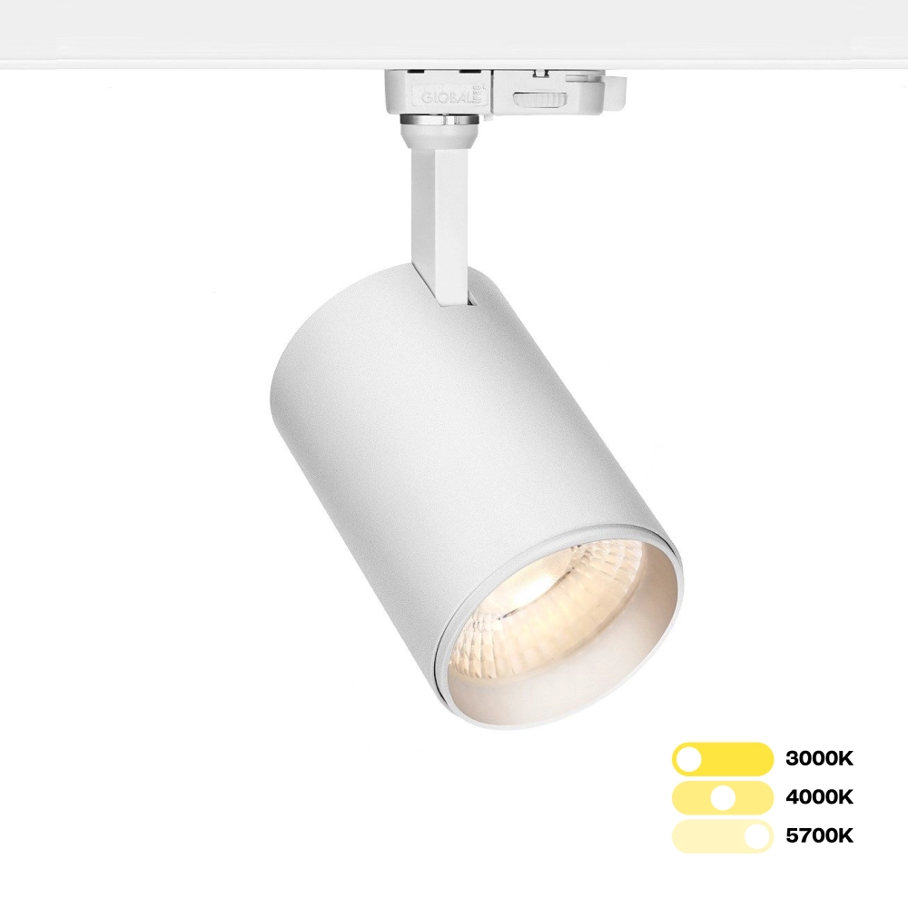 LED-railspot 3-fase Lumina tri-color wit voor railverlichting