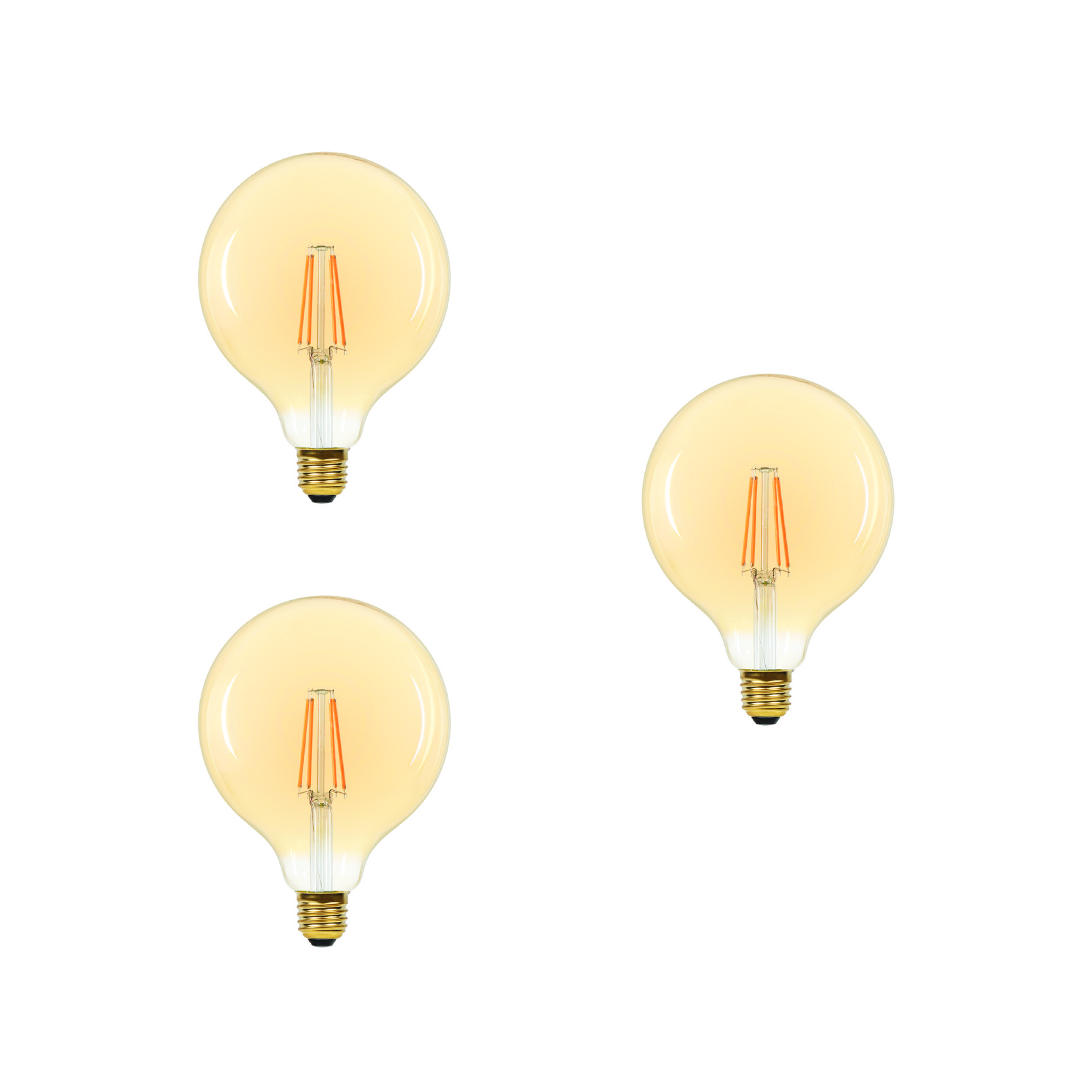 3x E27 G125 filament LED-Globe Toscane 7.2W 2200K dimbaar voor lampvervanging