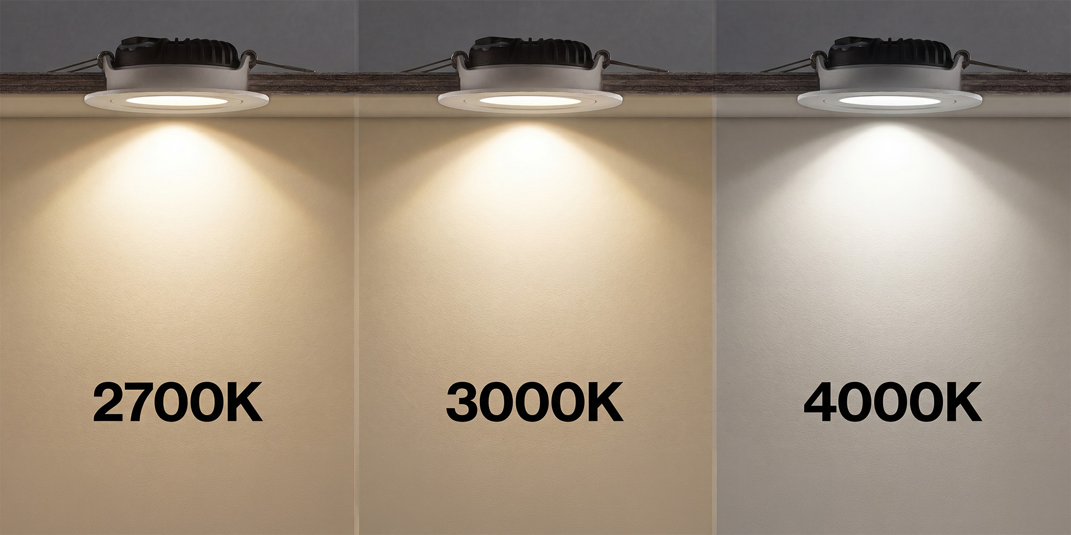 vivaro-side-tricolor.jpg, recessed spotlight, led downlight, ceiling fixture, warm light, lighting color temperature