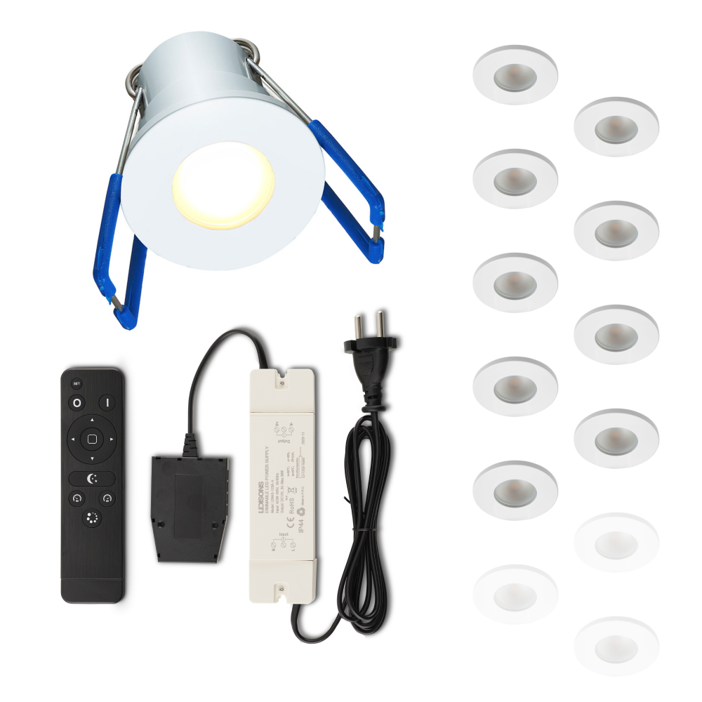 Set LED-inbouwspot Varese wit 3W dimbaar 1-12 stuks voor plafondmontage
