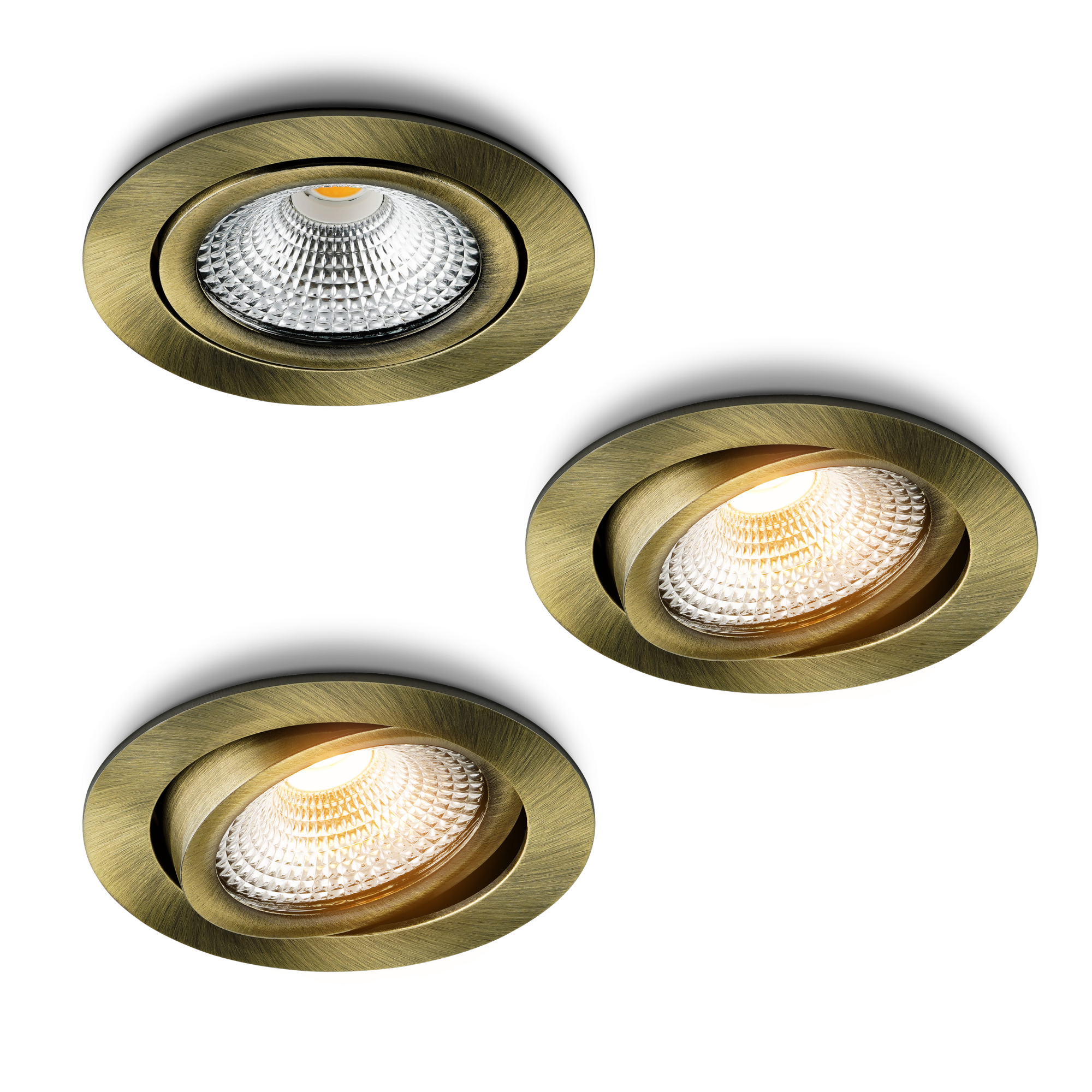 3x LED-inbouwspot messing Vivaro .jpg, plafondinbouwspot, brass finish, spotholes?, spotlights, lampen